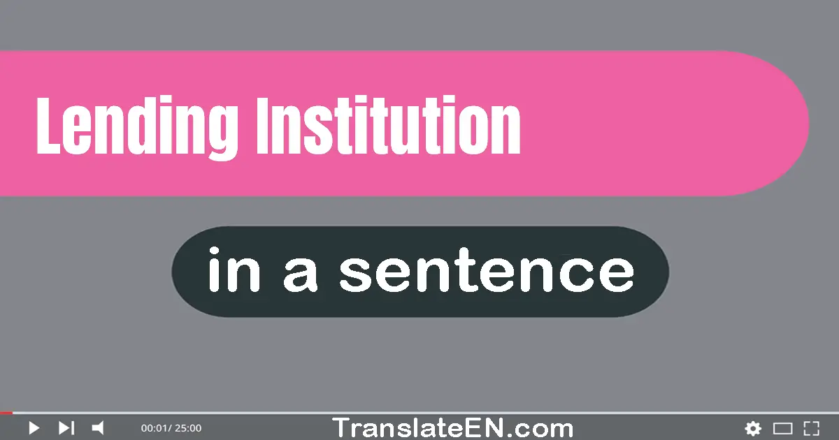 Lending Institution in a sentence