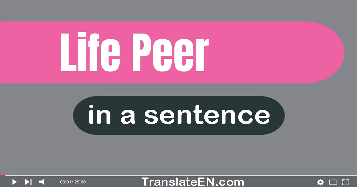 Use "life peer" in a sentence | "life peer" sentence examples