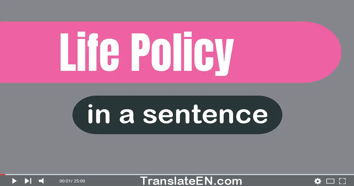 Use "life policy" in a sentence | "life policy" sentence examples