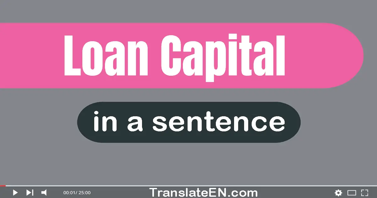 Use "loan capital" in a sentence | "loan capital" sentence examples