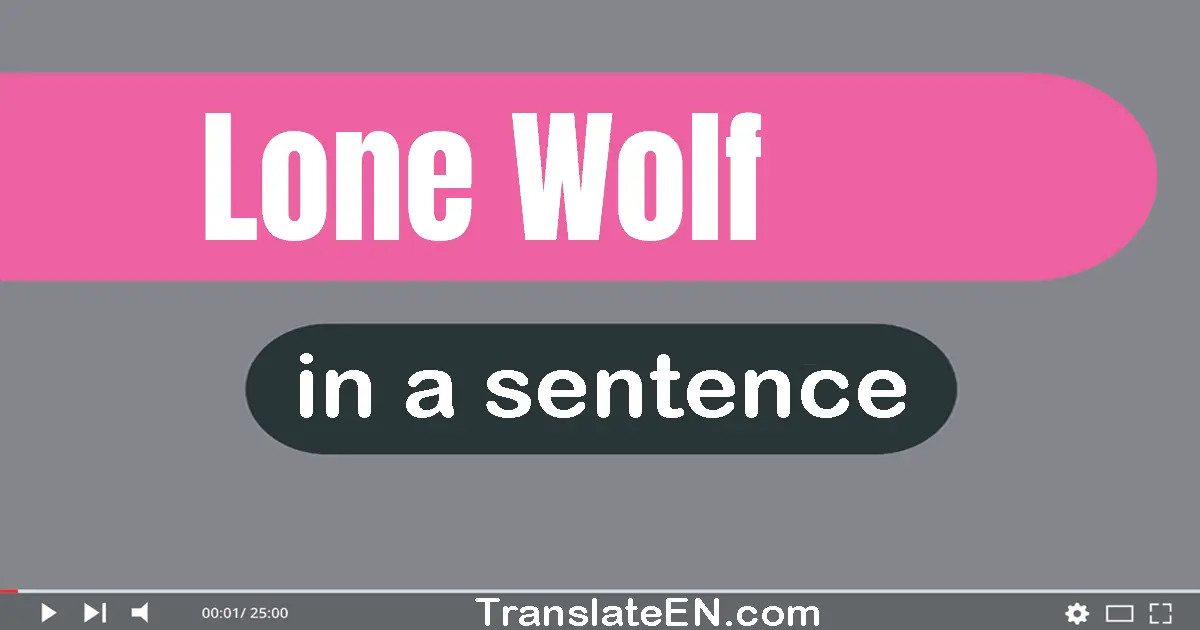 Use "lone wolf" in a sentence | "lone wolf" sentence examples