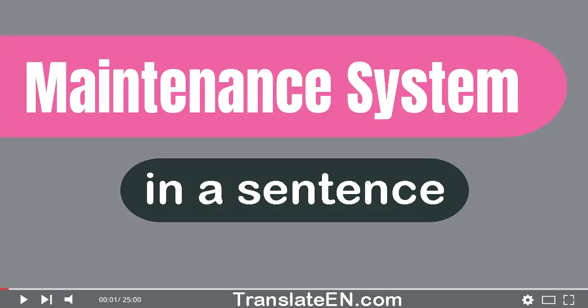 Use "maintenance system" in a sentence | "maintenance system" sentence examples