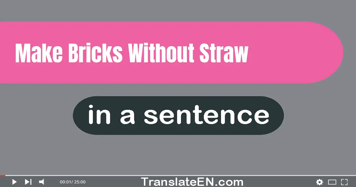 Use "make bricks without straw" in a sentence | "make bricks without straw" sentence examples