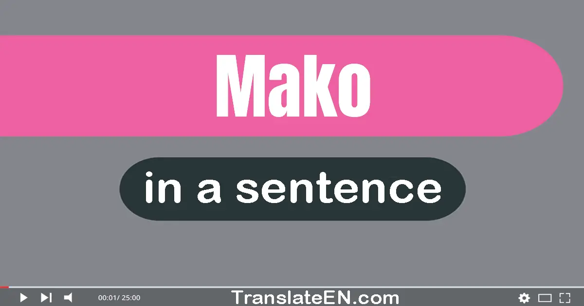 Use "mako" in a sentence | "mako" sentence examples