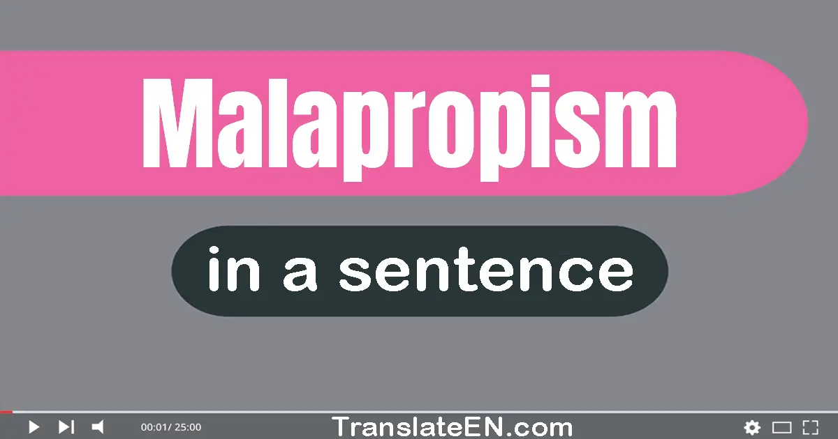 Use "malapropism" in a sentence | "malapropism" sentence examples