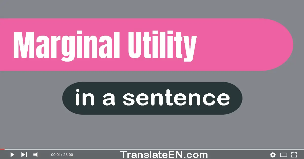 Use "marginal utility" in a sentence | "marginal utility" sentence examples