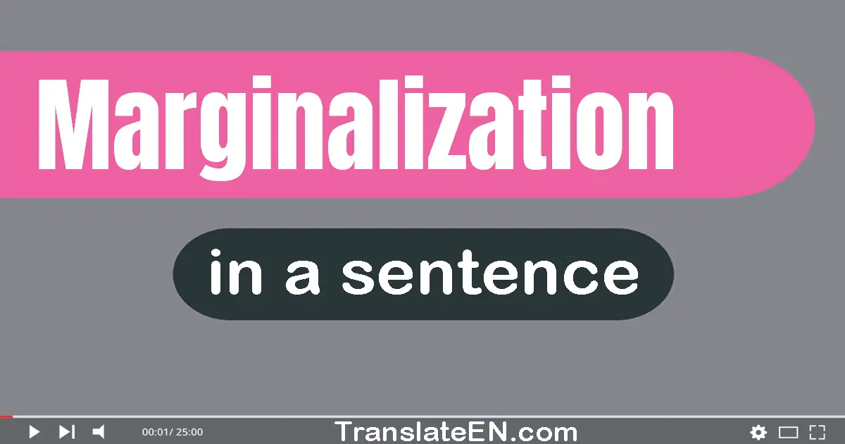 Use "marginalization" in a sentence | "marginalization" sentence examples