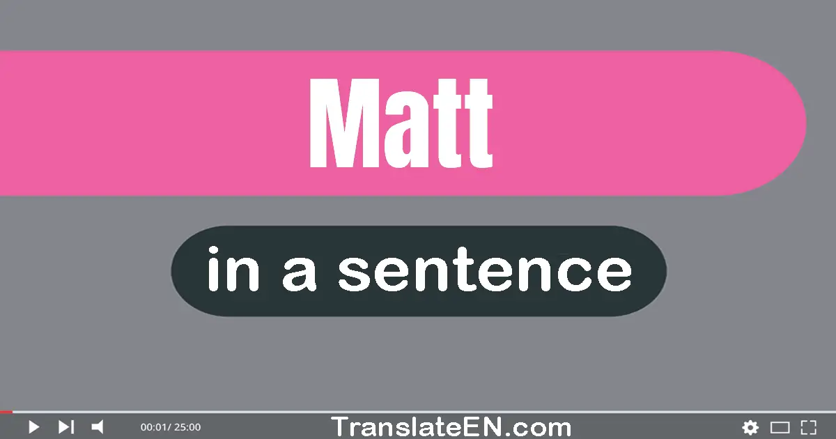 Use "matt" in a sentence | "matt" sentence examples
