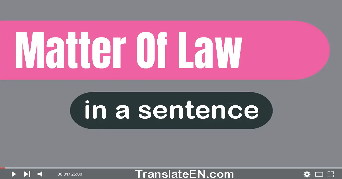 Use "matter of law" in a sentence | "matter of law" sentence examples