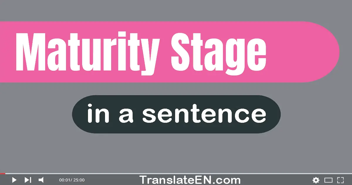 Use "maturity stage" in a sentence | "maturity stage" sentence examples