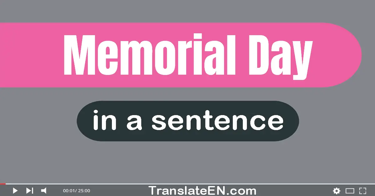 Use "memorial day" in a sentence | "memorial day" sentence examples