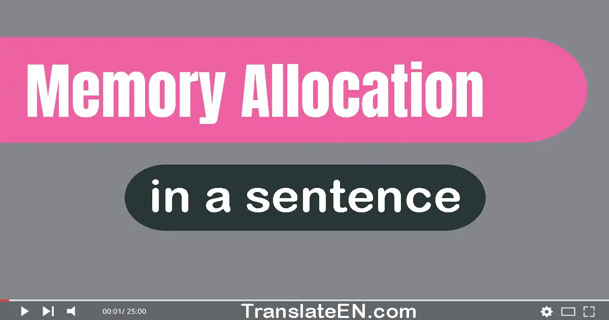 Use "memory allocation" in a sentence | "memory allocation" sentence examples