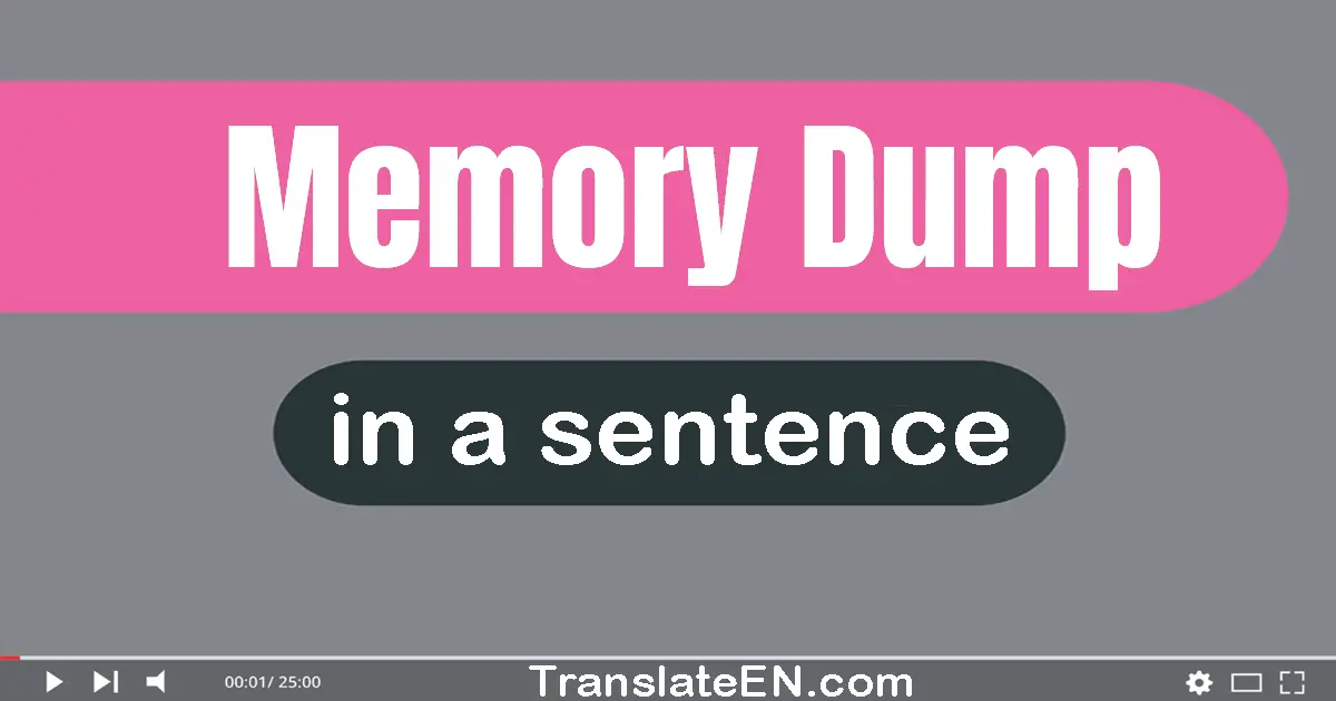 Memory Dump in a sentence