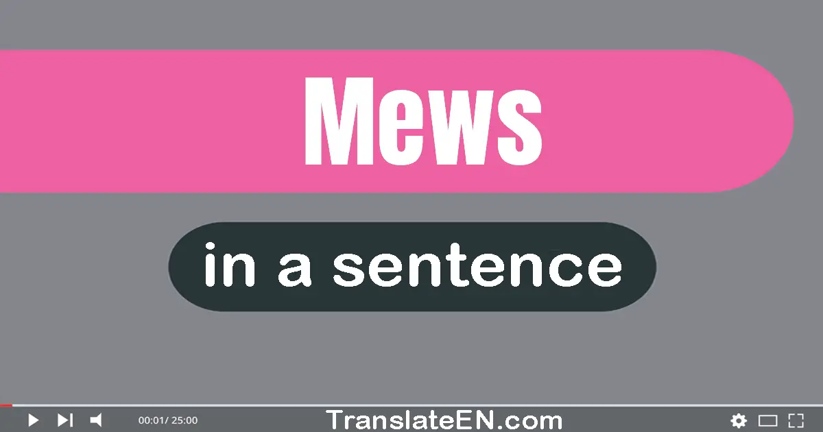 Use "mews" in a sentence | "mews" sentence examples