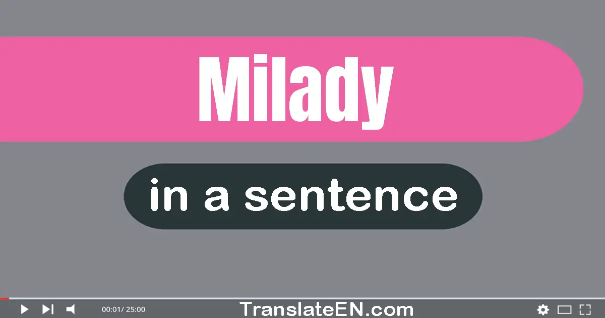 Use "milady" in a sentence | "milady" sentence examples