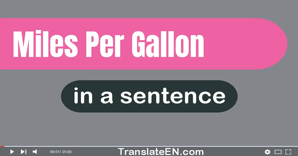 Use "miles per gallon" in a sentence | "miles per gallon" sentence examples