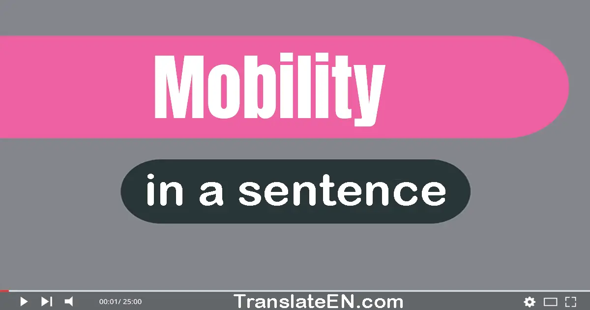 Use "mobility" in a sentence | "mobility" sentence examples