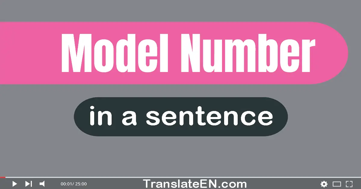 Model Number in a sentence