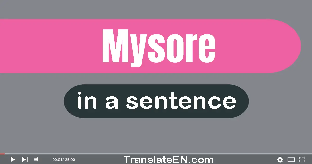 Use "mysore" in a sentence | "mysore" sentence examples
