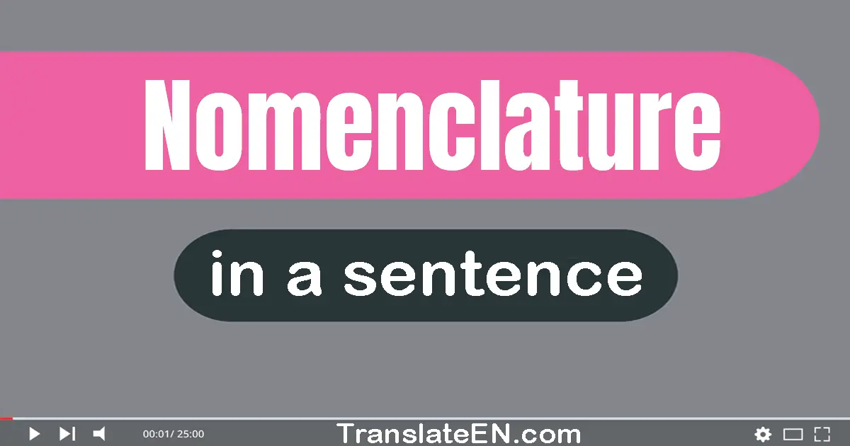 Use "nomenclature" in a sentence | "nomenclature" sentence examples