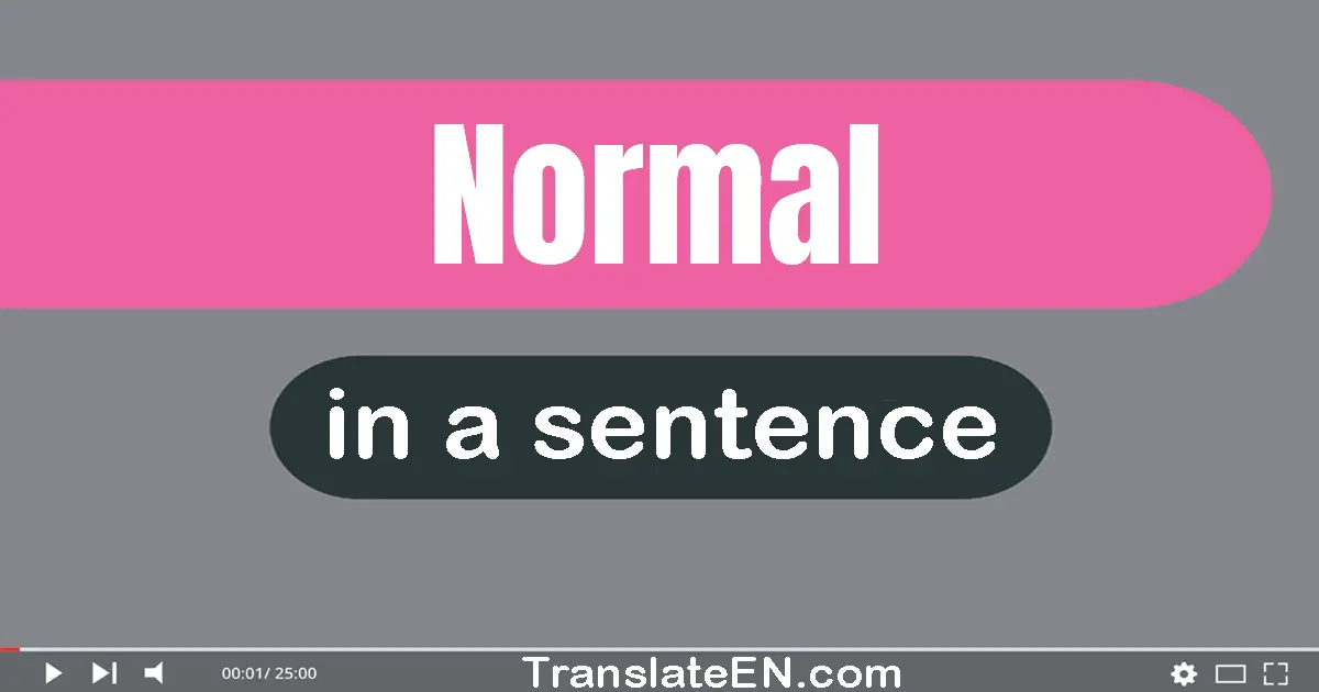 Use "normal" in a sentence | "normal" sentence examples