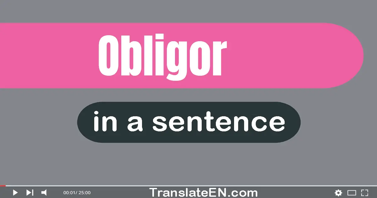 Use "obligor" in a sentence | "obligor" sentence examples