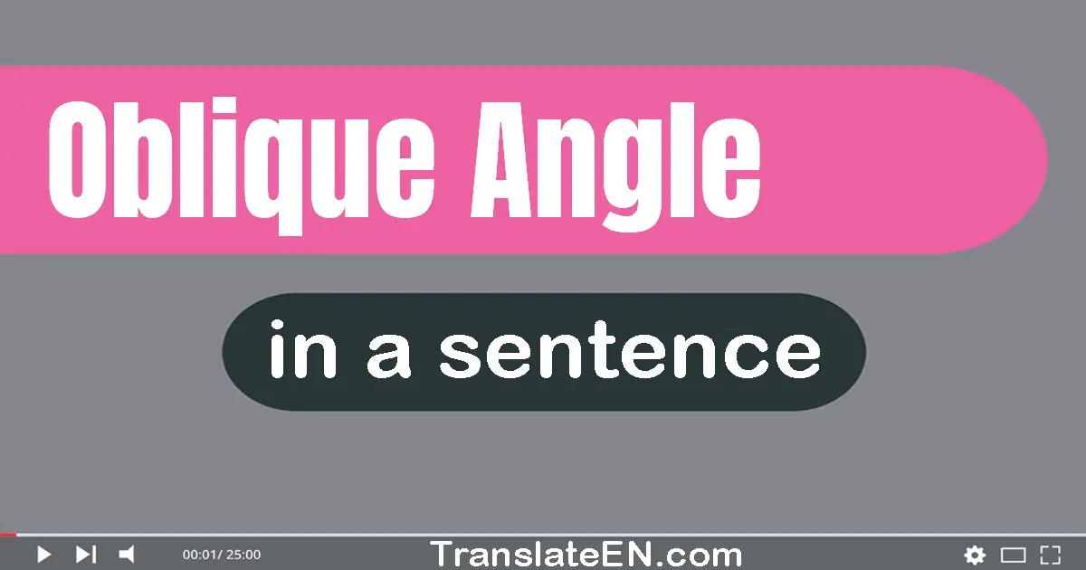 Use "oblique angle" in a sentence | "oblique angle" sentence examples