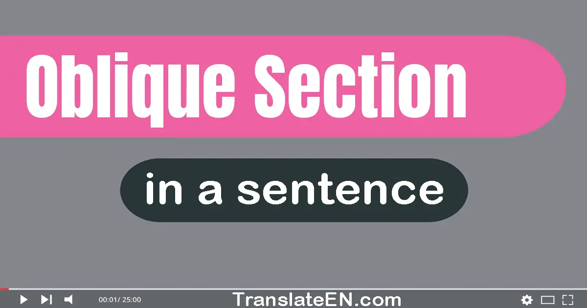 Use "oblique section" in a sentence | "oblique section" sentence examples
