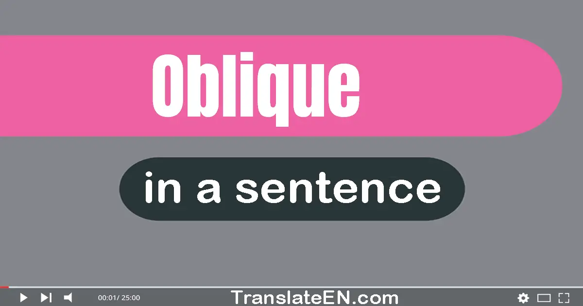 Use "oblique" in a sentence | "oblique" sentence examples