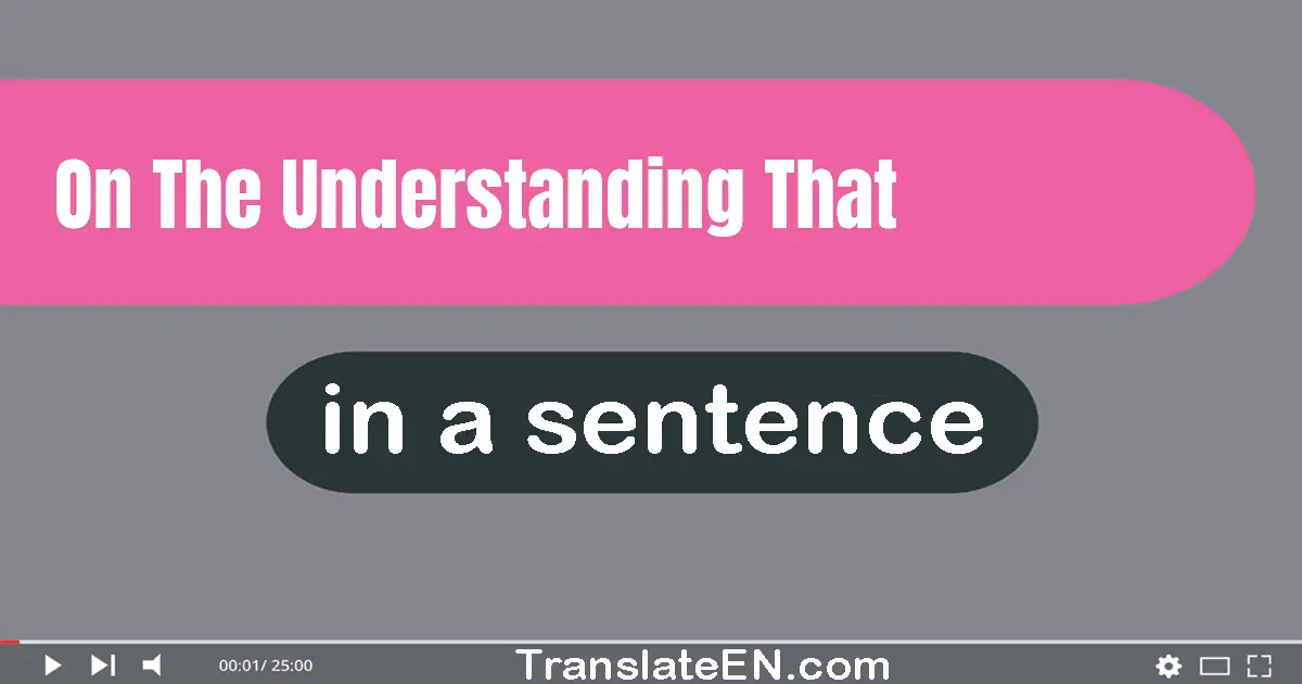 On The Understanding That in a sentence