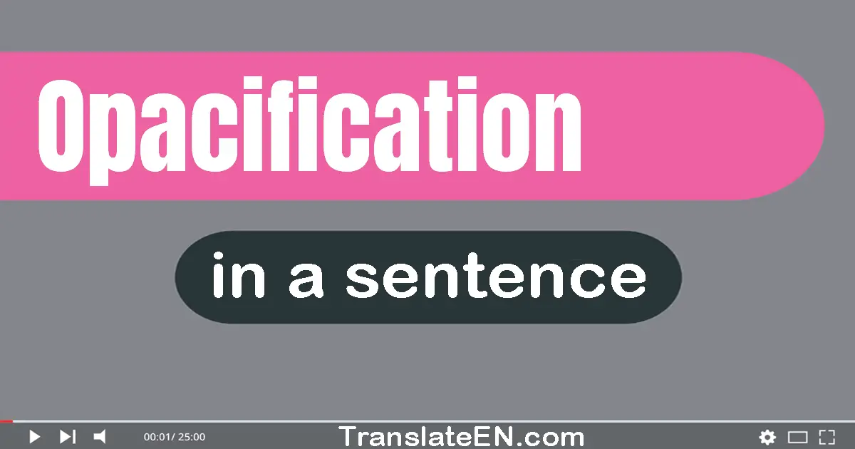 Use "opacification" in a sentence | "opacification" sentence examples