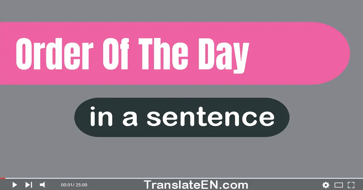 Use "order of the day" in a sentence | "order of the day" sentence examples