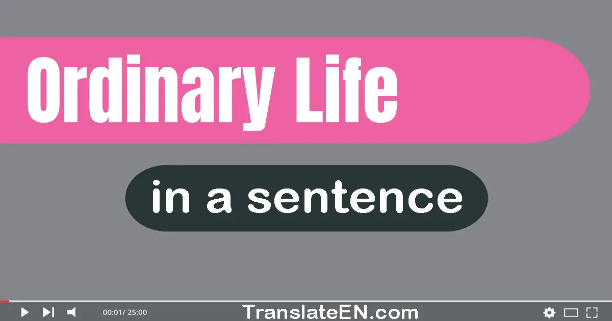 Use "ordinary life" in a sentence | "ordinary life" sentence examples