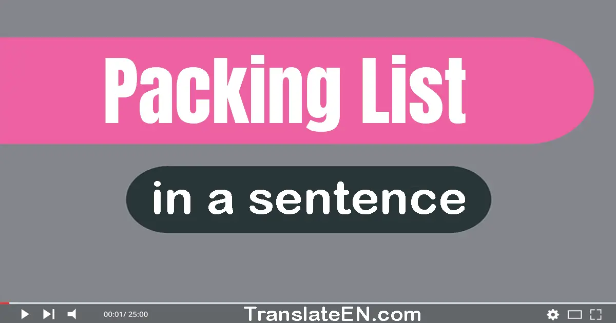 Packing List in a sentence