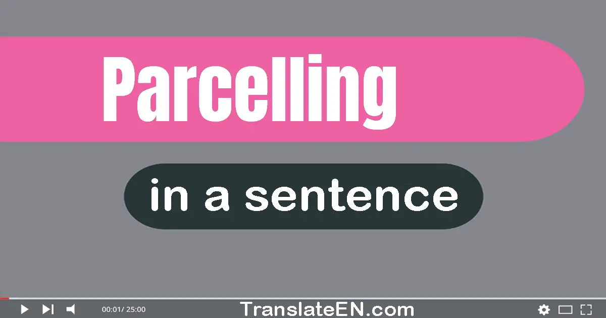 Use "parcelling" in a sentence | "parcelling" sentence examples