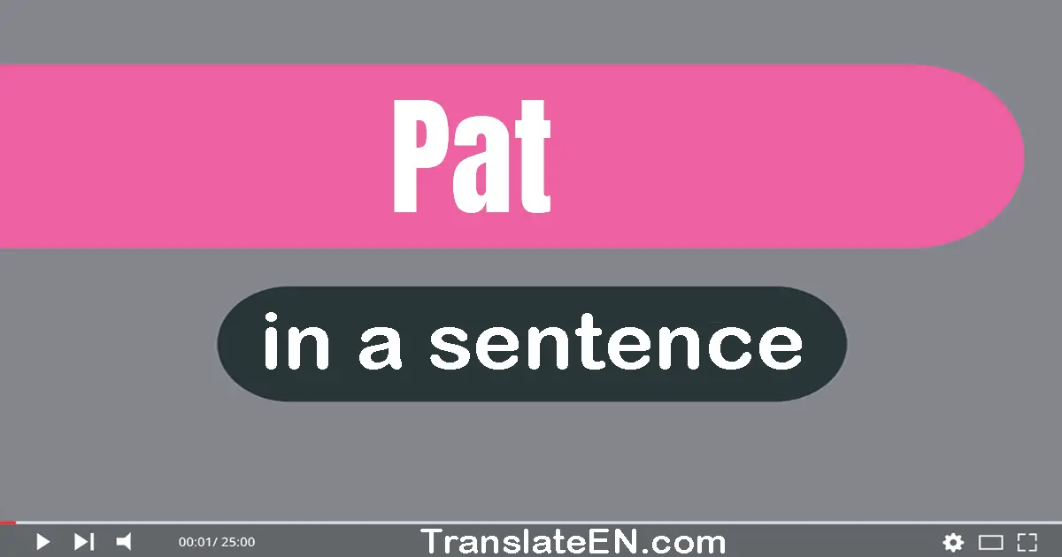Use "pat" in a sentence | "pat" sentence examples