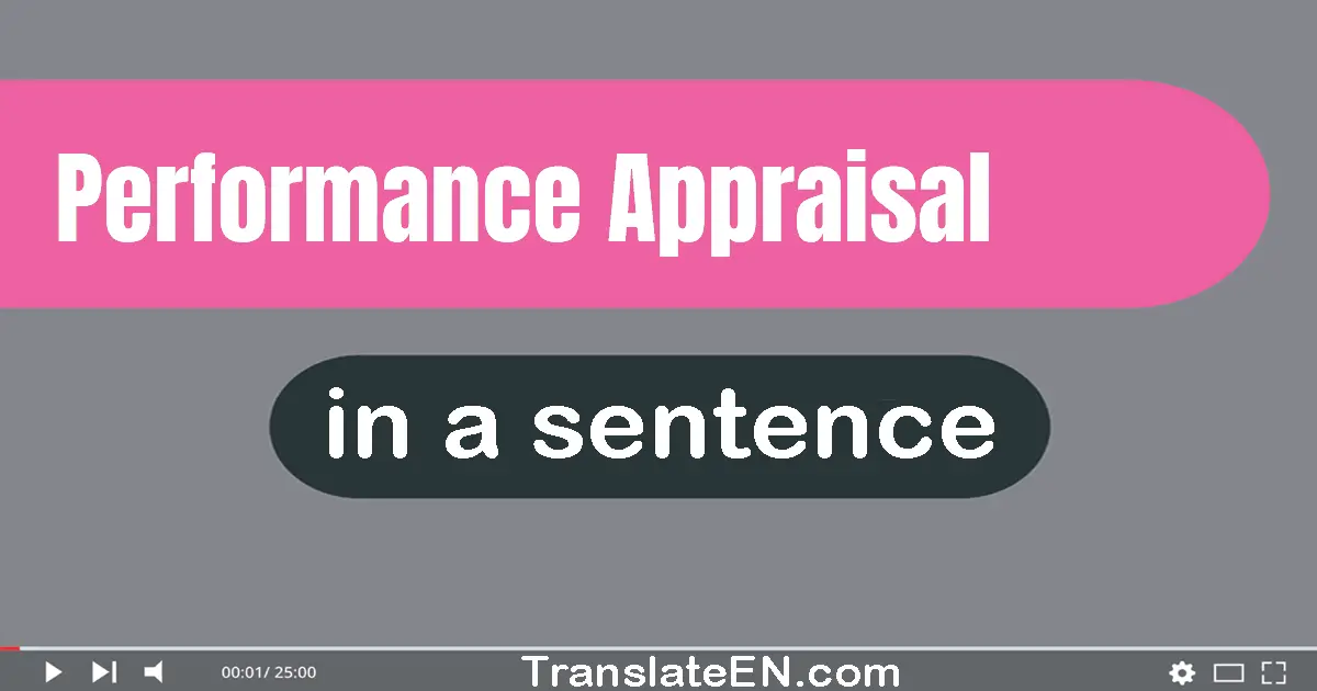 Use "performance appraisal" in a sentence | "performance appraisal" sentence examples