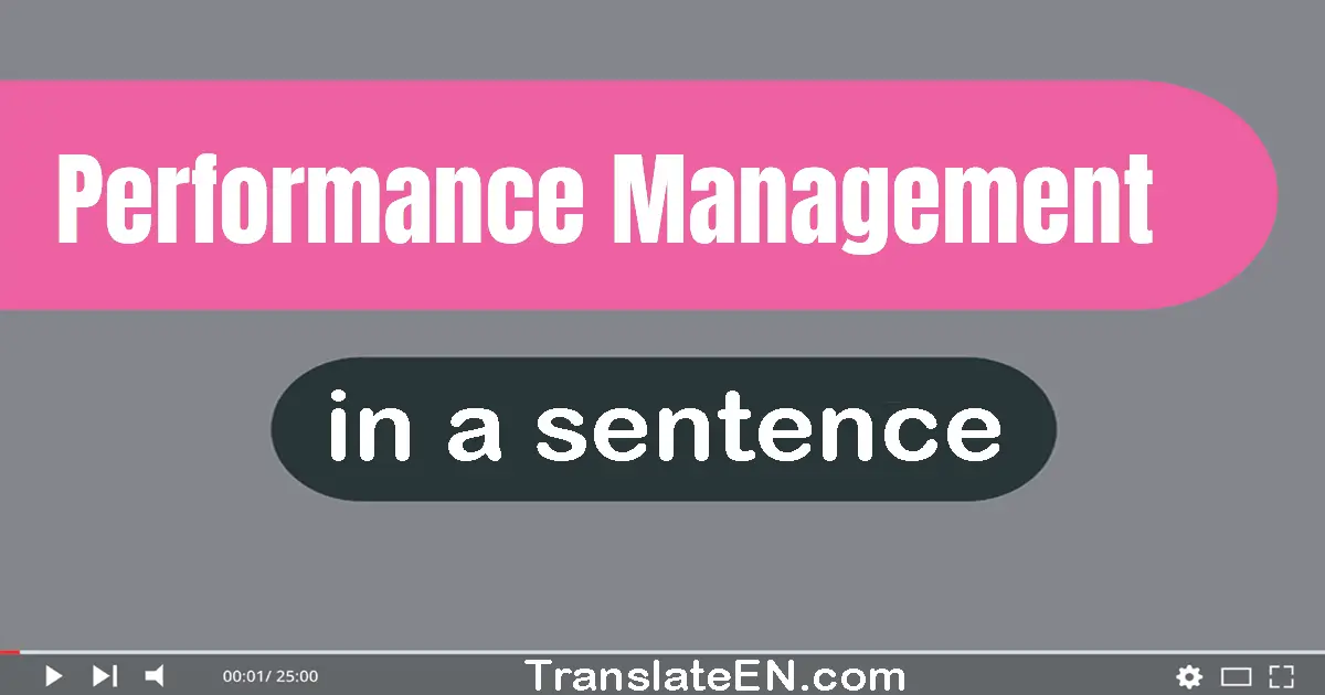 Use "Performance Management" in a sentence | "Performance Management" sentence examples