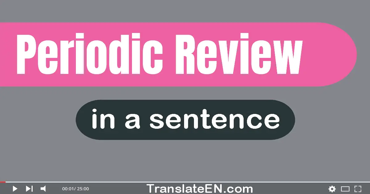 Use "periodic review" in a sentence | "periodic review" sentence examples