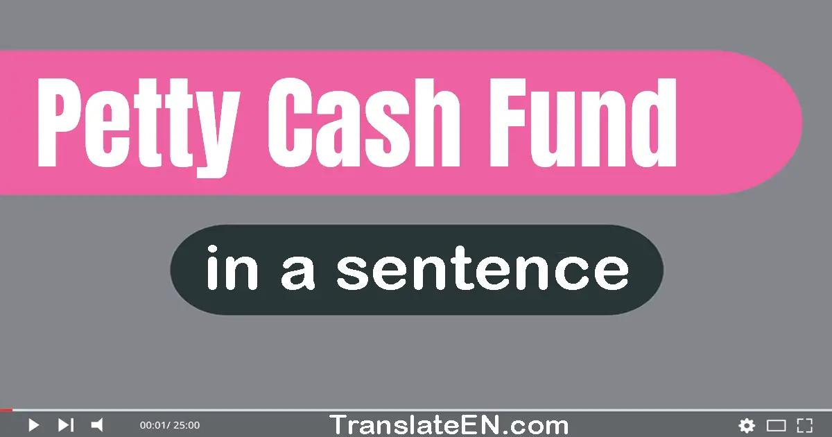 Use "petty cash fund" in a sentence | "petty cash fund" sentence examples