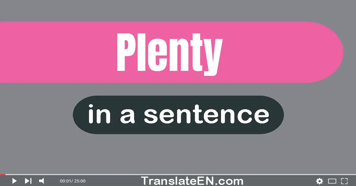 Use "plenty" in a sentence | "plenty" sentence examples