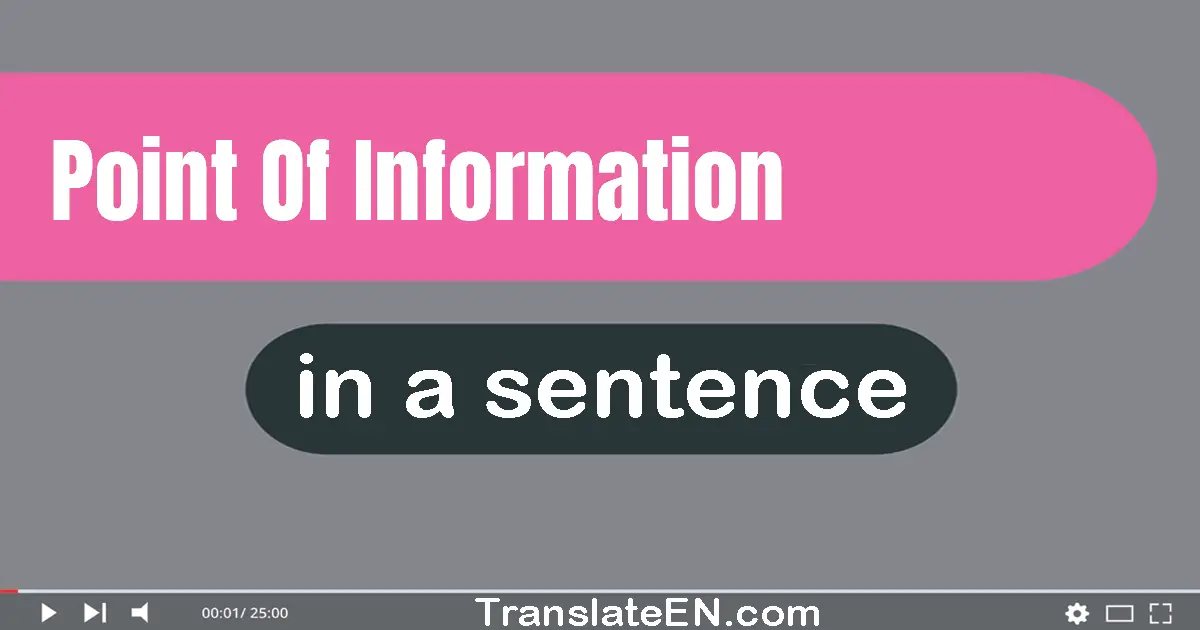 Use "point of information" in a sentence | "point of information" sentence examples