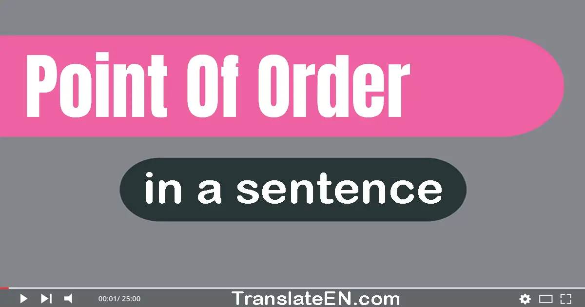 Use "point of order" in a sentence | "point of order" sentence examples