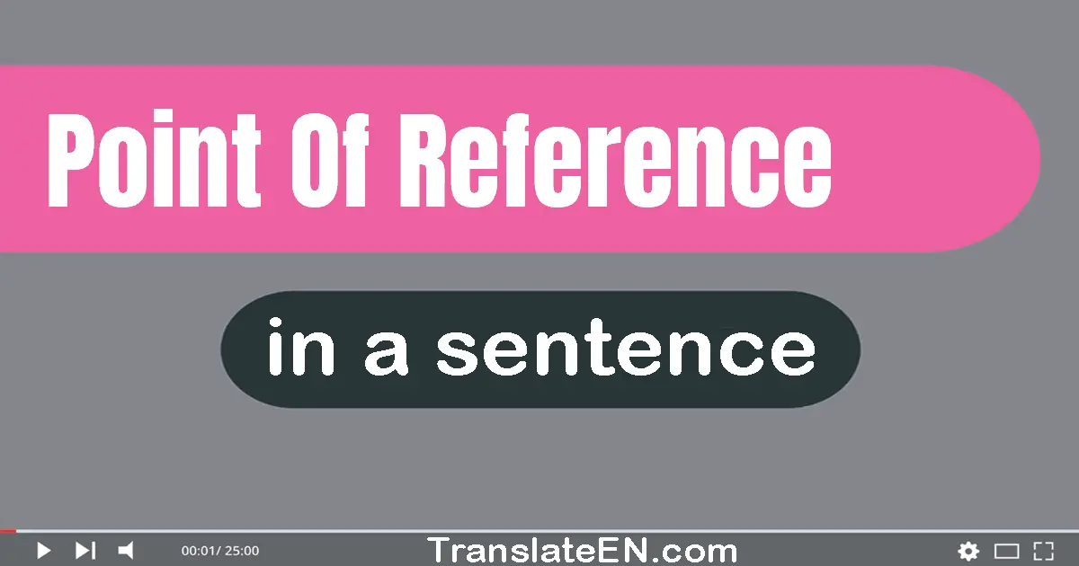 Use "point of reference" in a sentence | "point of reference" sentence examples