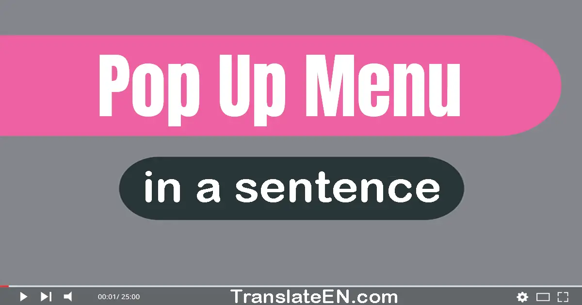 Pop-up Menu in a sentence