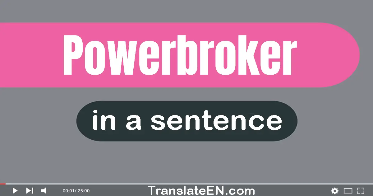 Use "powerbroker" in a sentence | "powerbroker" sentence examples