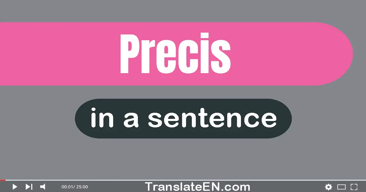 Use "precis" in a sentence | "precis" sentence examples