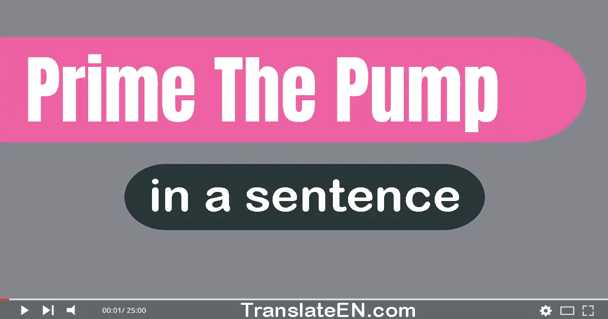 Use "prime the pump" in a sentence | "prime the pump" sentence examples