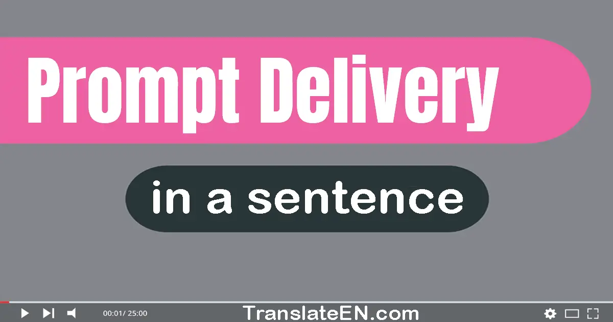 Use "prompt delivery" in a sentence | "prompt delivery" sentence examples