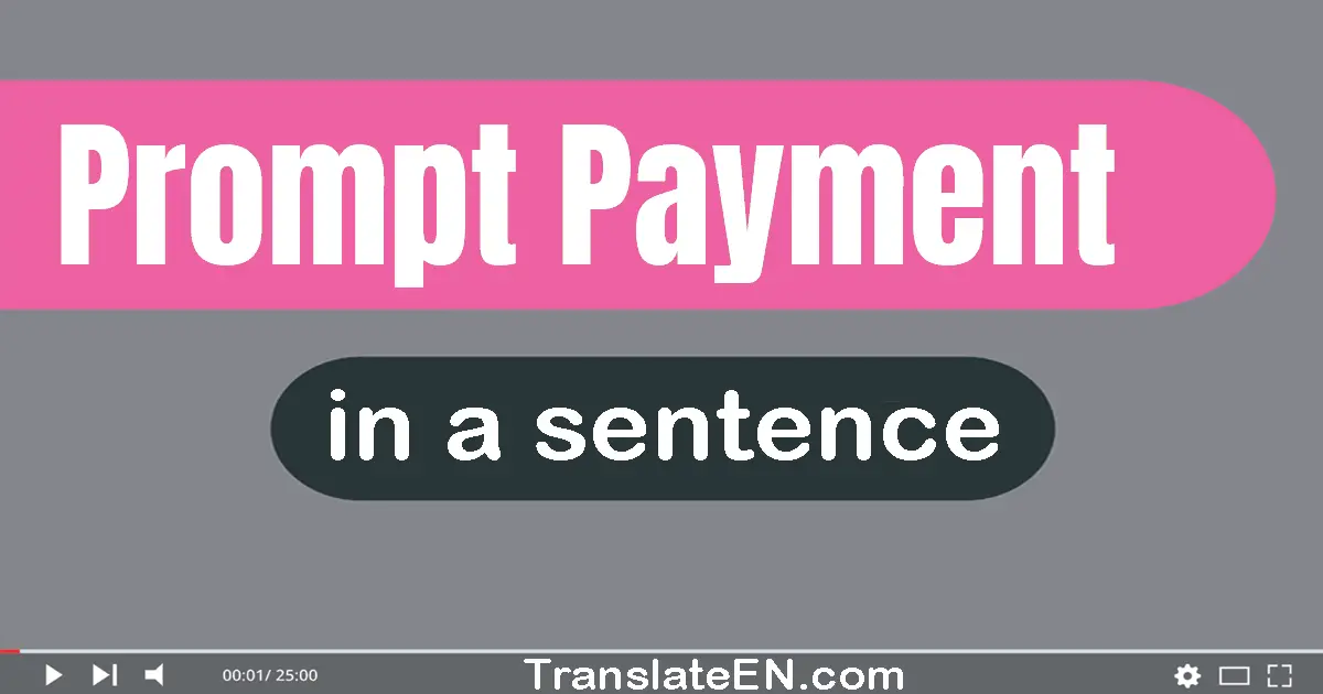 Use "prompt payment" in a sentence | "prompt payment" sentence examples